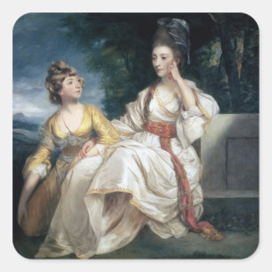 Mevrouw Thrale en haar dochter Hester 1777-78 Vierkante Sticker