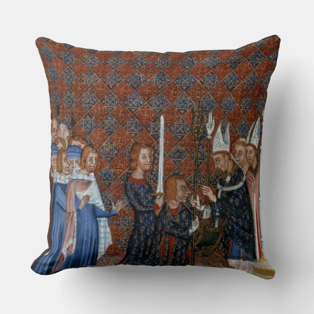 mevrouw Tiberius B VIII f.58 Coronation of King Ch Kussen (Voorkant)