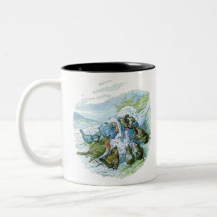 Mevrouw TIGGY-WINKLE geeft de vogels hun kleren Tweekleurige Koffiemok