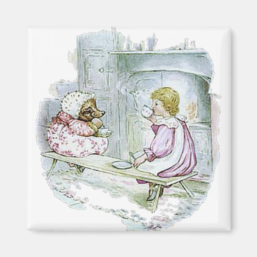 Mevrouw Tiggy-Winkle maakte Lucie een kopje thee Magneet (Voorkant)