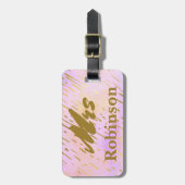 Mevrouw Typography Pink and Gold Bagagelabel (Voorkant verticaal)