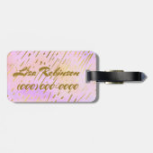 Mevrouw Typography Pink and Gold Bagagelabel (Achterkant horizontaal)