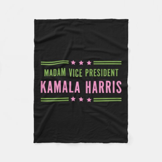 Mevrouw Vice-President Kamala Harris Pink Green Fleece Deken (Voorkant)
