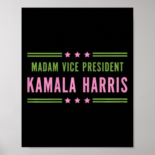 Mevrouw Vice-President Kamala Harris Pink Green Poster (Voorkant)