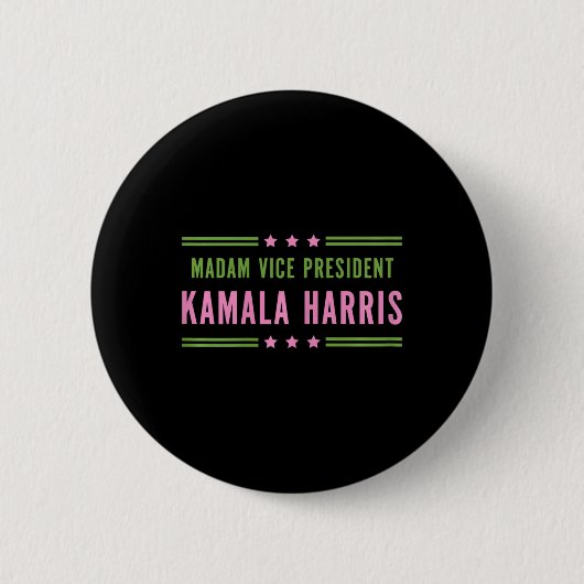 Mevrouw Vice-President Kamala Harris Pink Green Ronde Button 5,7 Cm (Voorkant)
