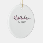 Mevrouw voeg naam toe achternaam zwart roze dit ja keramisch ornament (Rechts)