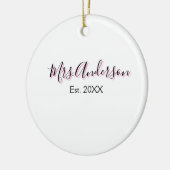 Mevrouw voeg naam toe achternaam zwart roze dit ja keramisch ornament (Links)