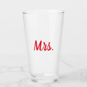 Mevrouw Vrouw Paar Monogram Red Bold Custom Glas (Voorkant)