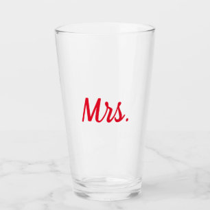 Mevrouw Vrouw Paar Monogram Red Bold Custom Glas
