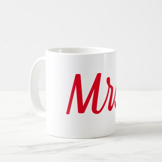 Mevrouw Vrouw Paar Monogram Red Bold Custom Koffiemok (Voorkant links)