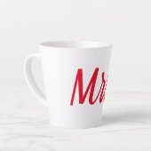 Mevrouw Vrouw Paar Monogram Red Bold Custom Latte Mok (Linkerhoek)