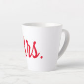 Mevrouw Vrouw Paar Monogram Red Bold Custom Latte Mok (Rechterhoek)