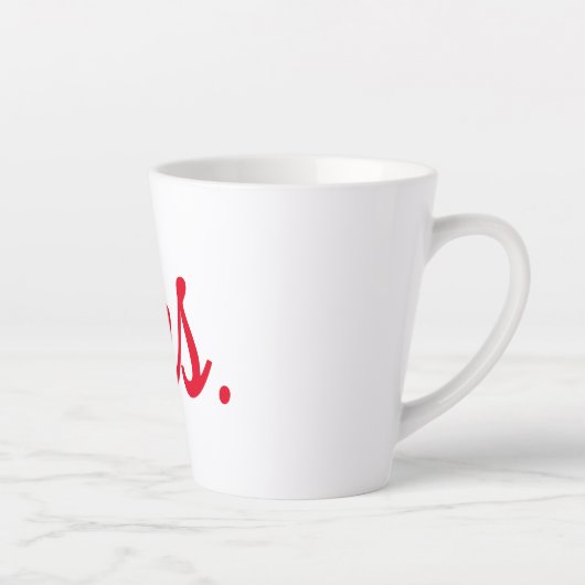 Mevrouw Vrouw Paar Monogram Red Bold Custom Latte Mok (Rechts)