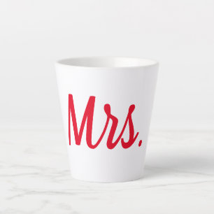 Mevrouw Vrouw Paar Monogram Red Bold Custom Latte Mok