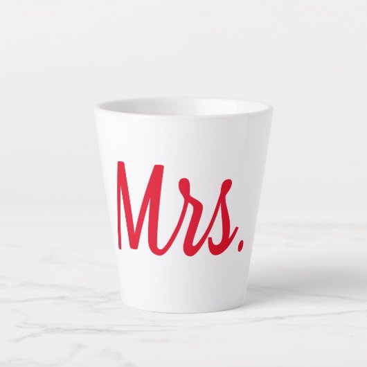 Mevrouw Vrouw Paar Monogram Red Bold Custom Latte Mok (Voorkant)