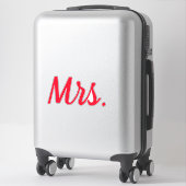 Mevrouw Vrouw Paar Monogram Red Bold Custom Sticker (Koffer)