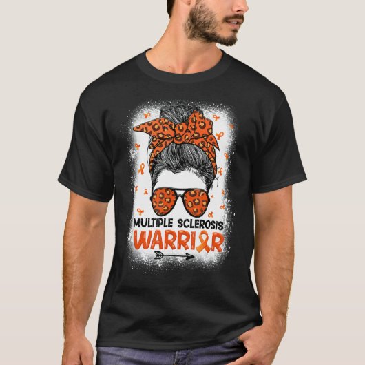 mevrouw Warrior Messy Bun Leopard Multiple Scleros T-shirt (Voorkant)