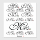 Mevrouw Wife Bride klikt om Kleurstrepes aan te pa Sticker (Vel)