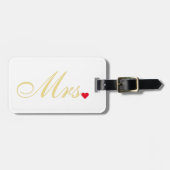 Mevrouw Wife Bride Wedding Elegant White Gold Trav Bagagelabel (Voorkant horizontaal)