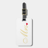 Mevrouw Wife Bride Wedding Elegant White Gold Trav Bagagelabel (Voorkant verticaal)