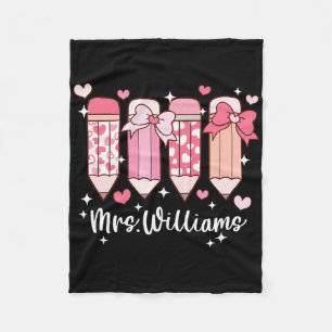 Mevrouw Williams Onderwijzer Valentijnsdag Potlood Fleece Deken
