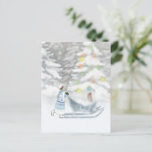 Mevrouw Winter Festive Snow Kerstmis Waterverf Briefkaart (Staand voorkant)
