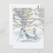 Mevrouw Winter Festive Snow Kerstmis Waterverf Briefkaart (Voorkant / Achterkant)