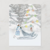 Mevrouw Winter Festive Snow Kerstmis Waterverf Briefkaart (Voorkant)