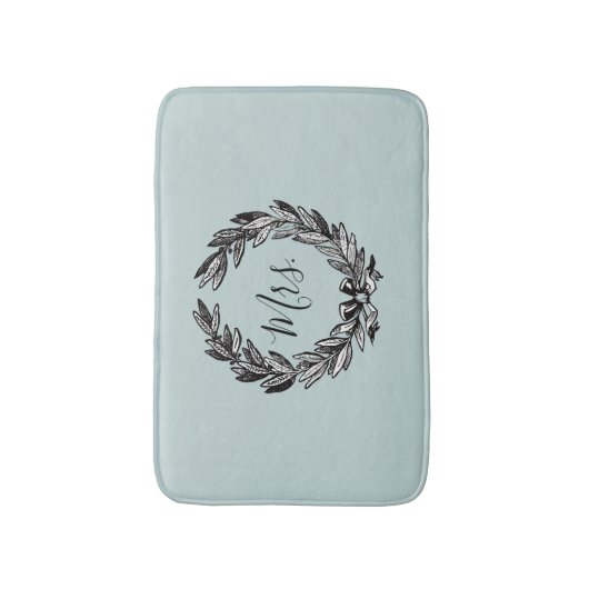 Mevrouw Wreath Turquoise Bath Mat (Voorkant Verticaal)