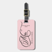 Mevrouw Year Vestiged Passen getrouwd Calligrafie Bagagelabel (Voorkant verticaal)
