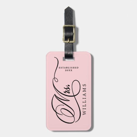 Mevrouw Year Vestiged Passen getrouwd Calligrafie Bagagelabel (Voorkant verticaal)