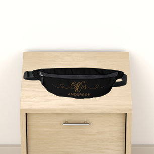 Mevrouw zwart goud pasgetrouwd heuptasje