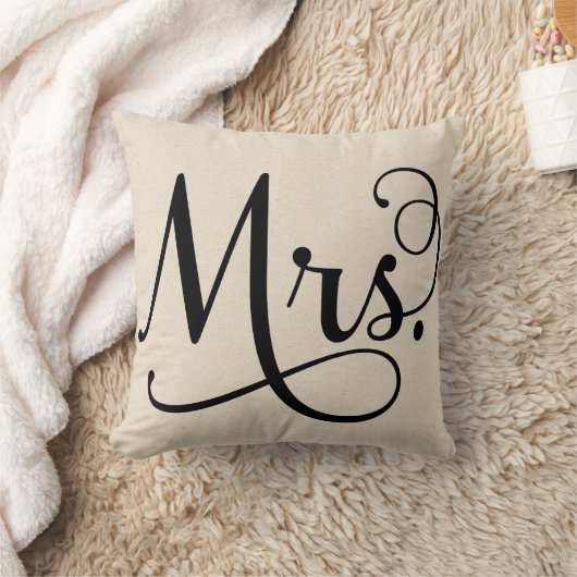 Mevrouw | Zwart schrift Kussen (Deken)