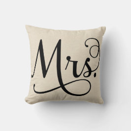 Mevrouw | Zwart schrift Kussen