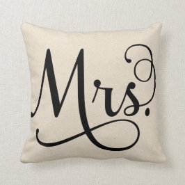 Mevrouw | Zwart schrift Kussen