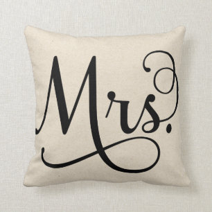 Mevrouw   Zwart schrift Kussen