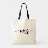Mevrouw Zwart Wit Nieuwgetrouwd Bruid Script Perso Tote Bag (Achterkant)