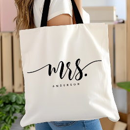 Mevrouw Zwart Wit Nieuwgetrouwd Bruid Script Perso Tote Bag