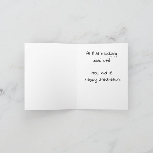 Mew heeft het gedaan! Cat Pun Studeren Afstuderen  Bedankkaart (Binnen)