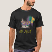 Mew Orleans Mardi Gras Cat T-shirt (Voorkant)