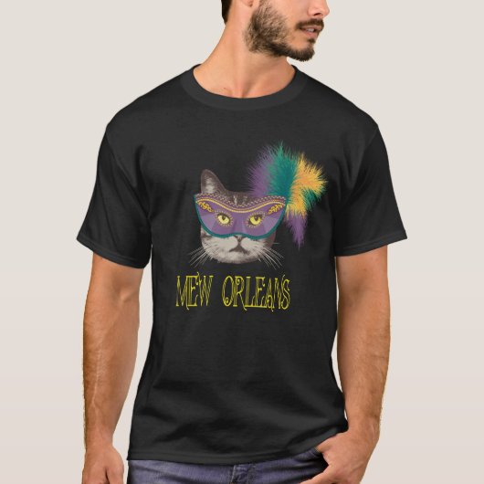 Mew Orleans Mardi Gras Cat T-shirt (Voorkant)