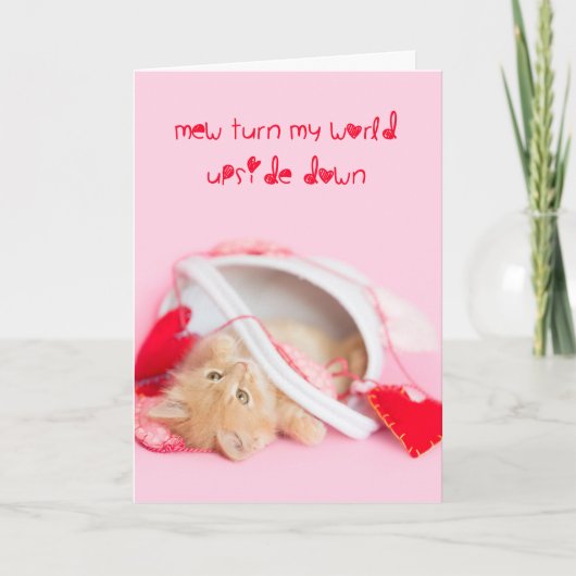 Mew zet mijn wereld op zijn kop kitten feestdagen kaart (Voorkant)