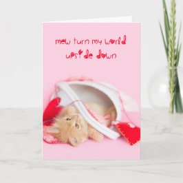 Mew zet mijn wereld op zijn kop kitten feestdagen kaart
