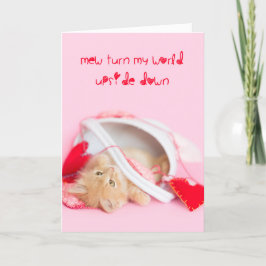 Mew zet mijn wereld op zijn kop kitten feestdagen kaart