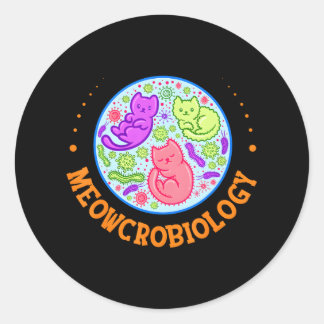 Mewcrobiology Cat Microbiologie Wetenschap Biologi Ronde Sticker