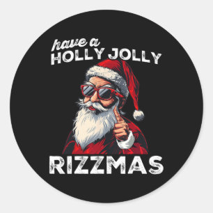 Mewing Santa Mew Funny Santa Meme Rizz Rizzmas Chr Ronde Sticker