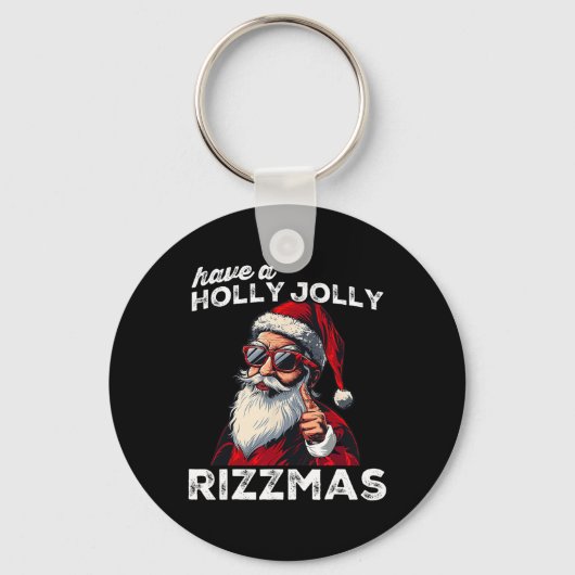 Mewing Santa Mew Funny Santa Meme Rizz Rizzmas Chr Sleutelhanger (Voorkant)