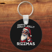 Mewing Santa Mew Funny Santa Meme Rizz Rizzmas Chr Sleutelhanger (Voorkant)