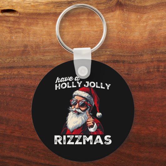 Mewing Santa Mew Funny Santa Meme Rizz Rizzmas Chr Sleutelhanger (Voorkant)