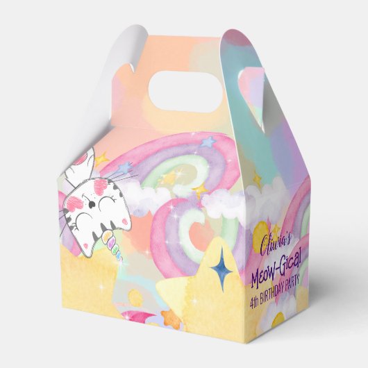 Mewo-gisch caticorn verjaardagskist bedankdoosjes (Achterkant)